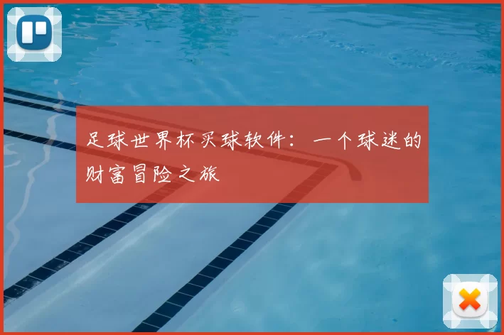 足球世界杯买球软件：一个球迷的财富冒险之旅